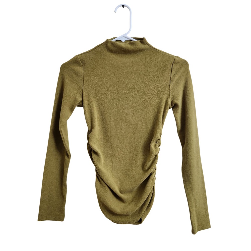 OGL NWT SIZE XS Thermal‎ Ruched Sides Tuckable Mockneck Top Green